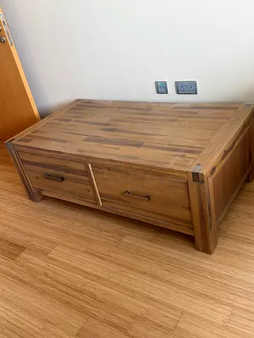 Sturdy Wooden Coffee Table with Drawers