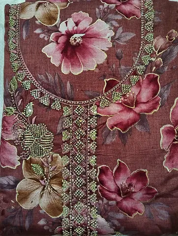 Elegant Floral Embroidered dress material ( 3 piece suit) rayon fabric