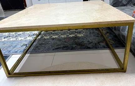 Stylish Marble Top Coffee Table with Golden Base