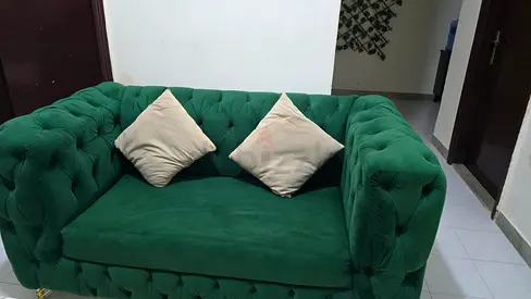 Elegant Green  Sofa with Curtain