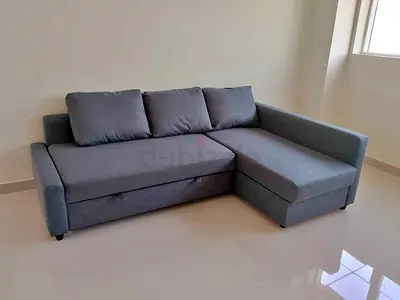 Ikea Comfortable Grey Corner Sofa Bed