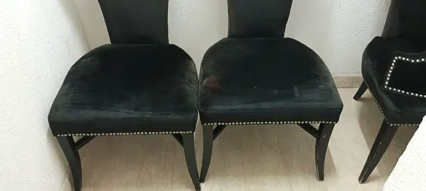 Elegant Pair of Black Velvet Dining Chairs