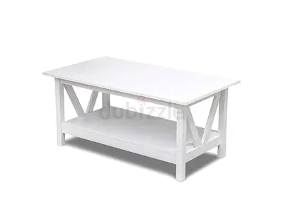 Stylish White Coffee Table with Shelf