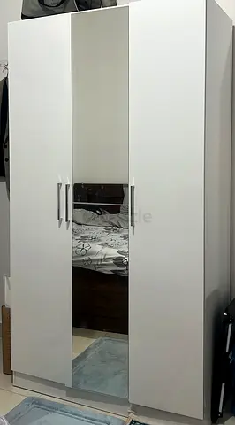 Modern White Wardrobe with Mirror