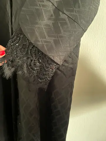 Lacce Black abaya with Lace Detailing