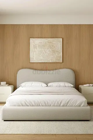 Elegant Modern Bed With Soft Headboard