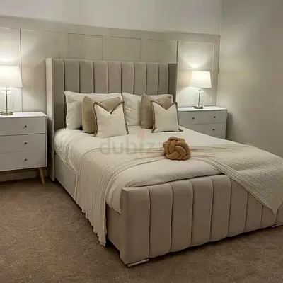 Elegant Upholstered Bed with Stylish Side Tables