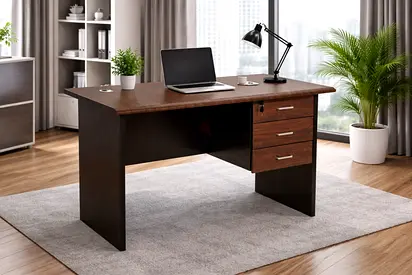 Modern Wenge office Table with lockable drawers - Stylish Wooden Office desk For Home  Office