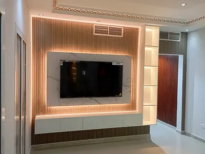 Modern Entertainment Center with LED Backlighting