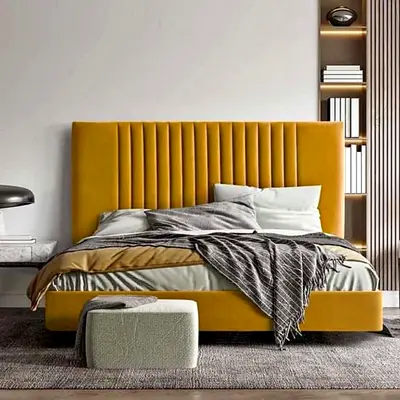Elegant Yellow Upholstered Bed Frame