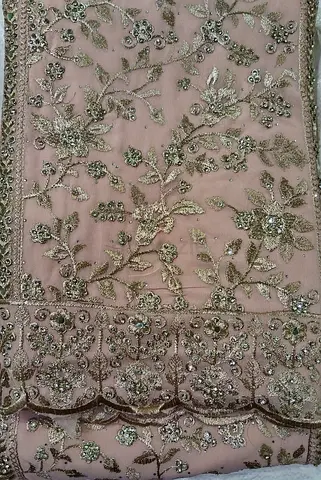 Elegant Pink Embroidered Fabric ( 3 piece suit)