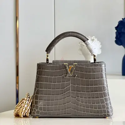 Louis vuitton Capucines Handbag in grey Crocodilien Leather