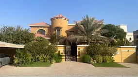 Corner fully furnished villa for sale in Al Muwaihat, , 5 master bedrooms, garden views, internal pa