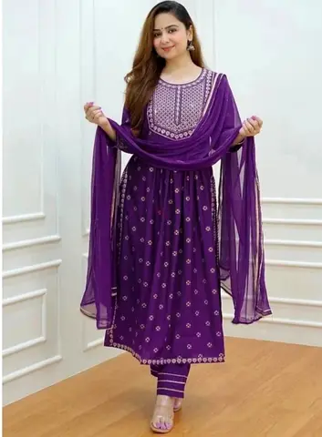 Elegant Purple Dress with Intricate Embroidery
