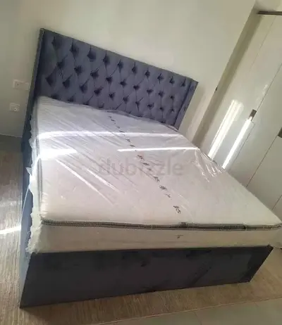 Elegant Velvet Bed with Mattress