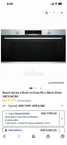 Brand new Built in electric Bosch 90/60 cm original price 8k selling 3700