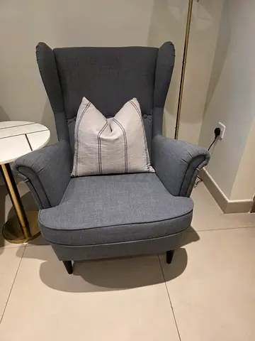 IKEA STRANDMON wing chair/ arm chair, dark gray, in great condition, for sale!