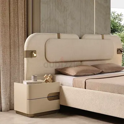 Elegant Modern Bed with Nightstand