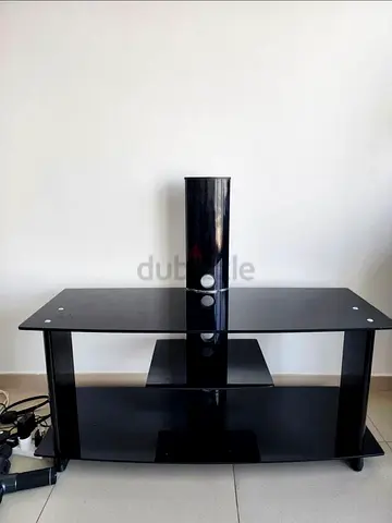 Sleek Black Glass TV Stand