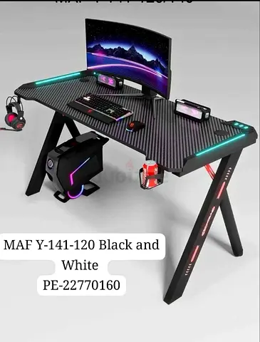 Gaming Desk - MAF Y-141-120 in Black and White