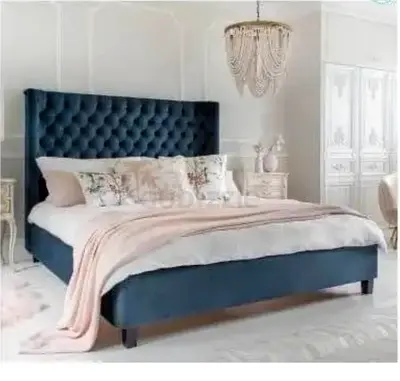 Elegant Velvet Bed with Chic Headboard