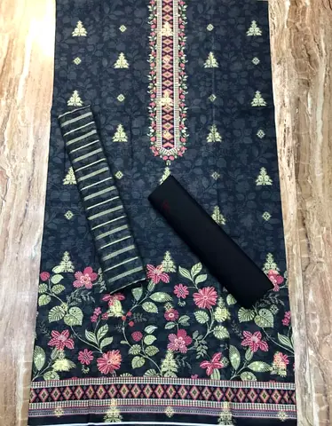 Elegant Floral Embroidered Fabric for Traditional Wear