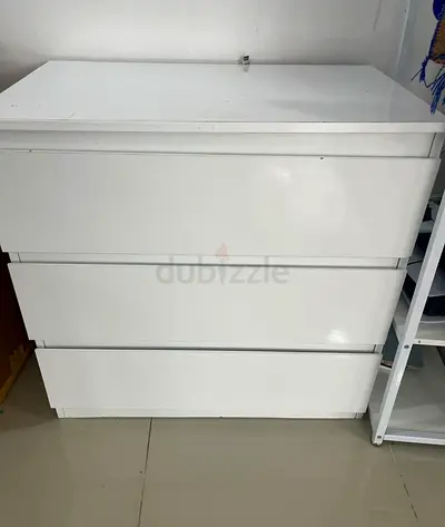 Modern White Three-Drawer Dresser