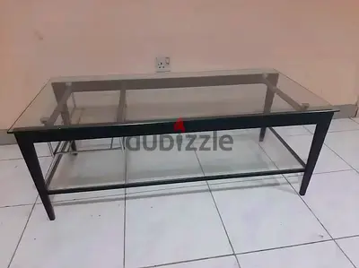 Living Room Coffee Tabl eDouble Glass Rectangular Center Table