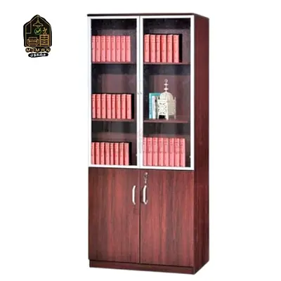 Elegant Wooden Bookcase with Glass Doors