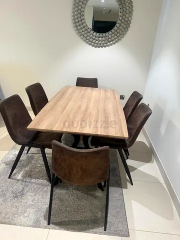 Elegant Dining Table Set with 6 Stylish Chairs