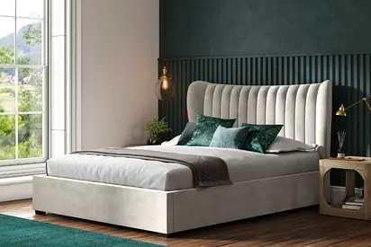 Elegant Modern Bed with Plush Headboard