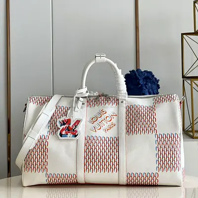 Louis vuitton Keepall Bandouliere 50B Travel Bag in Damier Spray Cowhide Leather