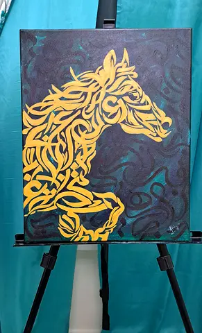 A striking handmade acrylic painting