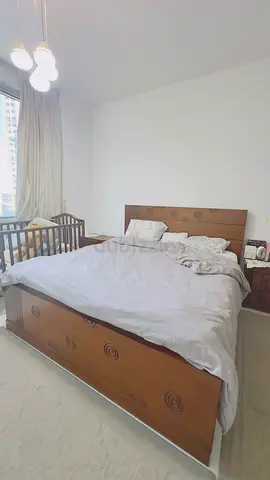 Stylish Wooden Bed Frame with Mattress