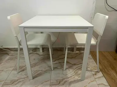 Stylish White Dining Table with Chairs