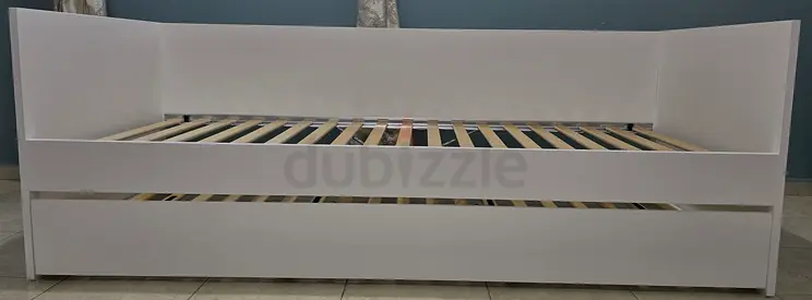 IKEA Stylish White Day Bed Frame with Trundle bed, 80x200 cm