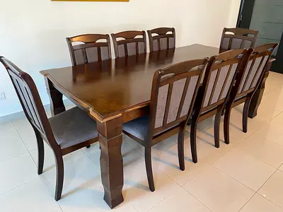 Danube Wood Dining Table with 8 Chairs
