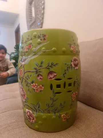 Beautifully Designed Green Floral Stool