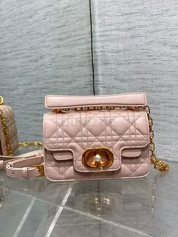 Dior Mini Jolie Top Handle Bag in Pink Cannage Calfskin