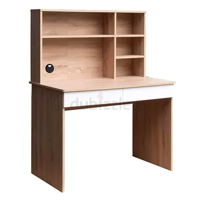 Modern Minimalist Study Desk with Shelves