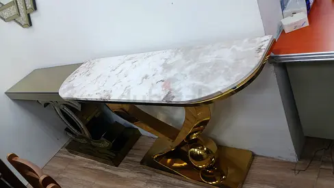 Elegant Marble Console Table with Gold Accents