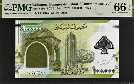 Lebanon 100,000 Livres Commemorative Banknote,  2020