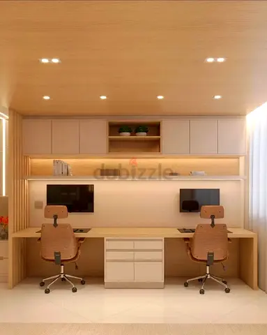 Modern Home Office Desk with Dual Workstations