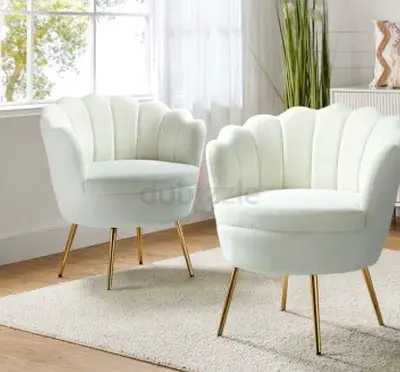 Elegant Pair of White Accent Chairs