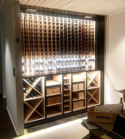 Elegant Wine Storage Rack with LED Lighting