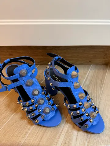 BALENCIAGA ARENA SILVER GIANT Blue Studded Sandals