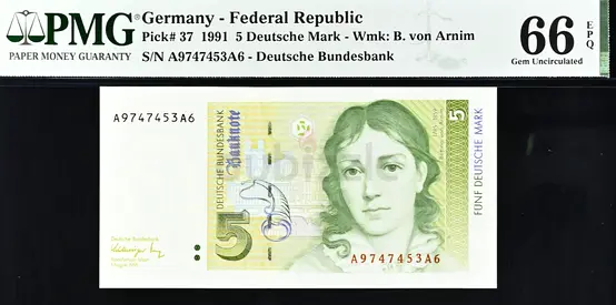 Germany,  Federal Republic,  5 Mark Banknote,  1991