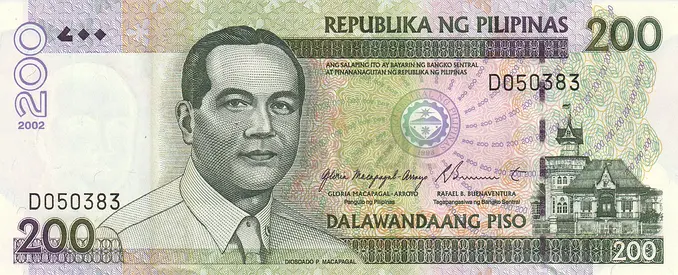 PHILIPPINES 200 PESOS BANKNOTE 2002