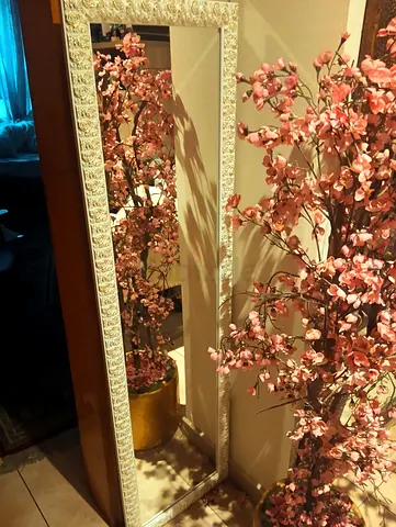 Elegant Full-Length Mirror with Floral Frame
