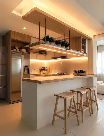 Modern Kitchen Island with Stools